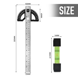 1 Piece Goniometer and 1 Piece Level, Digital Goniometer, Angle Measurement Tool, Metal Ruler, Protractor for DIY, Measurement and Layout Tools