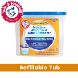 Arm & Hammer Fragrance Free Refillable Moisture Absorber and Odor Eliminator 14 oz. Tub