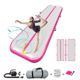 Pista inflable de gimnasia de aire de 10 pies, alfombrillas de entrenamiento de 4 pulgadas de grosor, pistas de gimnasia para uso doméstico, entrenami