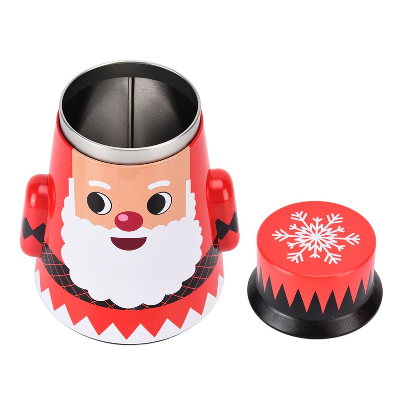 Christmas Candy Iron Box Roly Poly Design Santa Claus Snowman