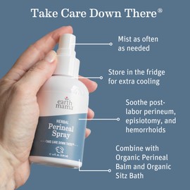 Earth Mama Herbal Perineal Spray | Safe for Pregnancy and Postpartum Recovery, Witch Hazel Natural Cooling Spray For After Birth Feminine Care Essentials, Benzocaine & Butane Free, 4-FL OZ (2-Pack)