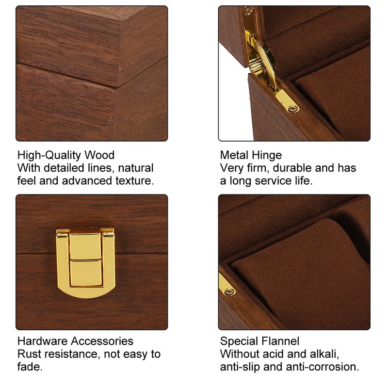 Wooden Watch Case 2 Slot Clamshell Watch Storage Box Organizer