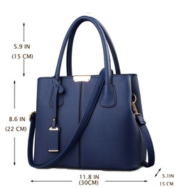 FiveloveTwo Women Classy Satchel Handbag Tote Purse Handle Bag Shoulder Bag Darkblue