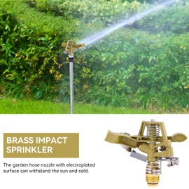 1/2 Inch Brass Impact Sprinkler,360° Adjustable Zinc Alloy Sprayer Sprinkler Heavy Duty Sprinkler Head with Nozzles Rotate Rocker Arm Water Sprinkler(1/2 Inch)