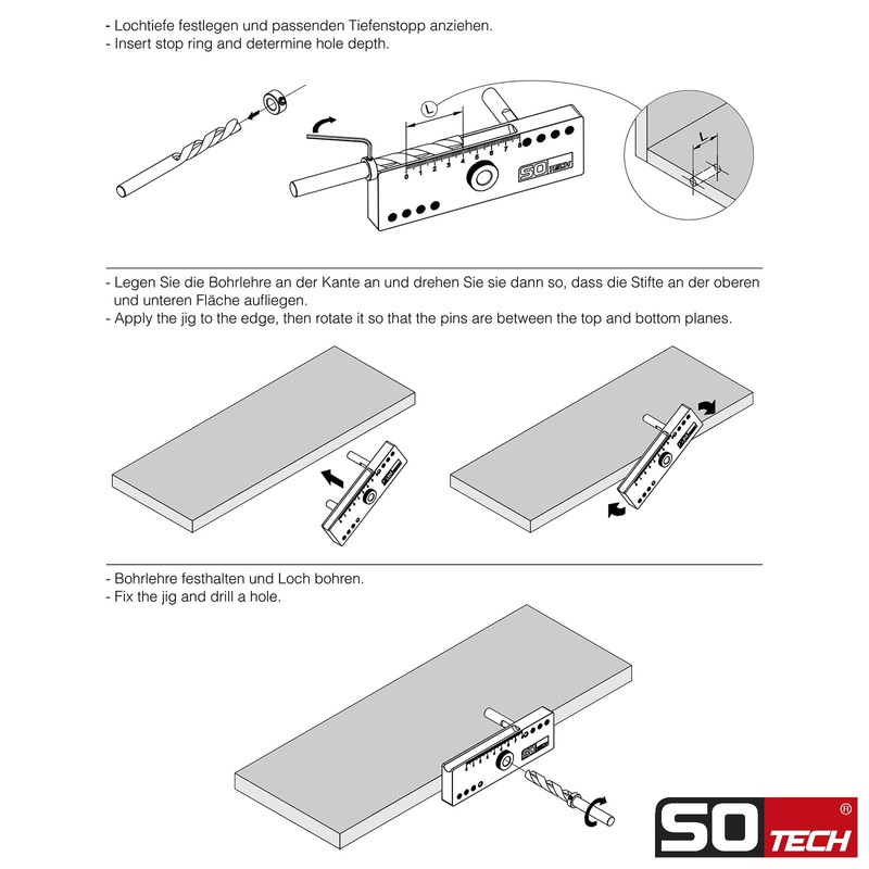 SOTECH Drilling template 145 x 15 x 45 mm for