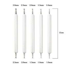 SagaSave 5 Pieces Embossing Tool Set with 1-3mm Double End, White Embossing Stylus, Carbon Transfer Nail Art Pottery Clay Embossing Pen