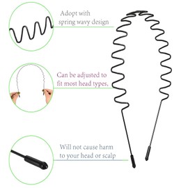 Taicols 10 Piezas Diademas de Metal Ondulado, aro para el Cabello, Diademas de Metal Unisex Negro Primavera Diadema Aro para el Pelo Antideslizantes para Correr Baño y Maquillaje Diademas de Metal