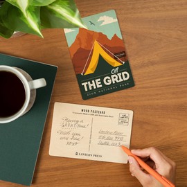 Zion National Park, Utah, Off the Grid, Tent (4x6 Birch Wood Postcards, 2-Pack Stationary, Rustic Home Wall Decor)