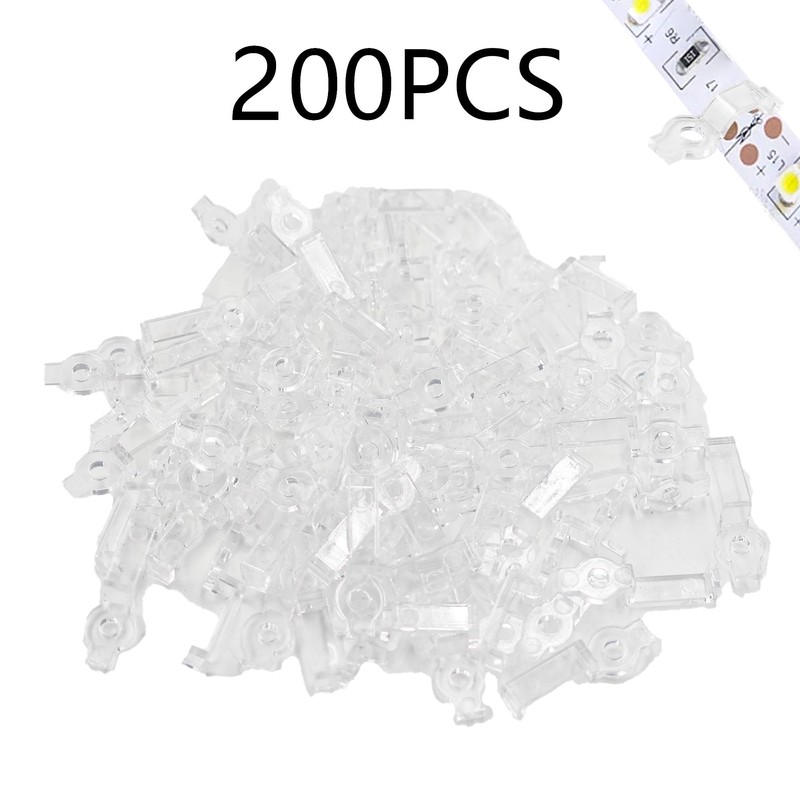 Runseaway 100Pcs LED Strip Light Mounting Brackets, Transparent One-Side Fixing