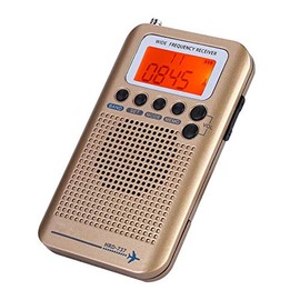 Portable Radio, Aircraft Band Radio Receiver Scanner with 4 Search Modes, Retractable Antenna and Digital LCD Display, Full Band Radio Recorder (Gold)