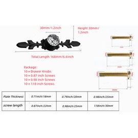 GDQLCNXB Drawer Dresser Knobs Pull Handles,Cabinet Door Knobs,6.6In Black Diamond Clear Crystal Glass Decorative Knobs 10 Pcs