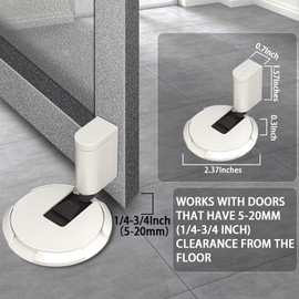 HOOFUS No Magnetic Mechanical Door Stopper,Adjustable Door Holder, for Door Gaps up to 0.75 Inch in Height,Windproof Door Stop,Nail Free or Screws (Ceramic White, for Within 3/4 Inch High DoorGaps)