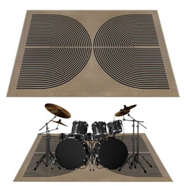 Ythropon Drum Rug 4x6 Ft Electric Drum Set Mat with Non Slip Grip Bottom Soundproof Rainbow Drum Floor Mat Washable Music Rug Tightly Woven Fabric Carpet for Jazz Drum & Electric Drum Set, Nature
