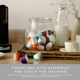Nespresso® Compatible* Intense Recyclable Aluminium Coffee Capsules by Dualit | 50 Pack - 5 X 10 Pk - 50 Servings of Premium Eco Friendly Coffee Pods - 100% Recyclable Fairtrade Capsules