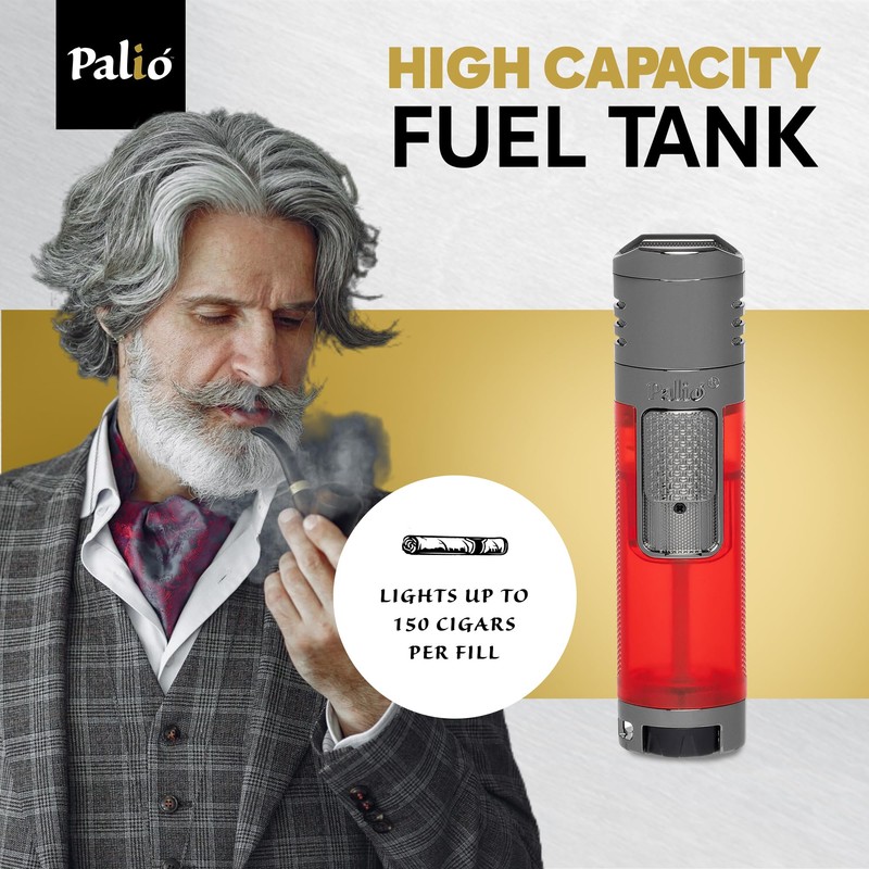 Palió Veneto Quadruple Jet Flame Butane Torch Lighter, Red| High