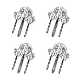 RED DRAGON Dart Flight and Stems Combo Grey - 4 sets of Standard Flights and 4 sets of Medium Nitrotech Stems Per Pack