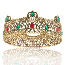 LEEMASING Men's Crowns Metal Adult Men Birthday Prom Homecoming Party King Crown for Cosplay Wedding, Metal, Rhinestones