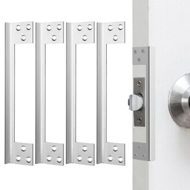 Blulu 4 Pcs Door Latch Guard Plate Outswing Angle Latch Protector Door Latch Cover Latch Shield L Shaped Security Reinforcement Striker Plates to Block Access to Door Lock Deadbolt (11 Inch)