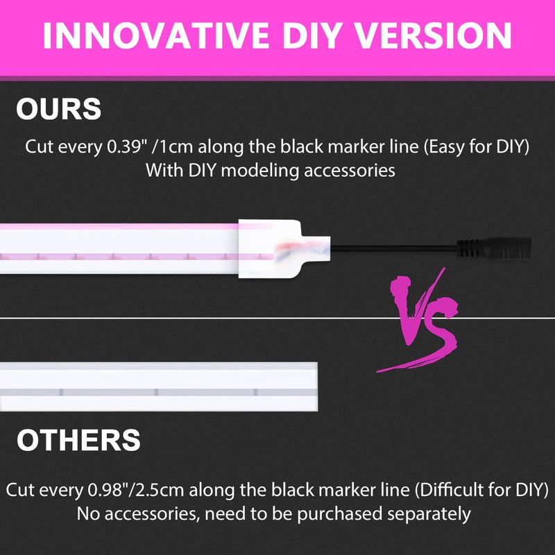 Lamomo LED Neon Flex, 16.4ft/5m Pink Neon Light Strip, 12V