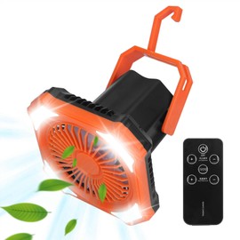 Zorpupoa Camping Fan with Remote Control, Rechargeable Fan with LED Lantern, 3 Speeds Desk Fan with Light & Hook, Portable Small Tent Fan for Camping, Camp Fan for Tent