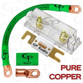GP Audio CERAMIC 300 AMP ANL Fuse Holder INLINE INSTALL KIT 1/0 AWG GAUGE COPPER GREEN