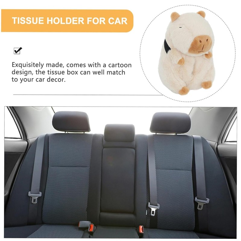 Yharnamite Car Tissue Holder, Capybara Plush Car Tissue Paper Holder,
