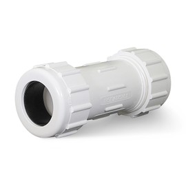 Midline Valve 582DD112 PVC Compression Coupling Pipe Fitting; White Plastic 1-1/2 in.