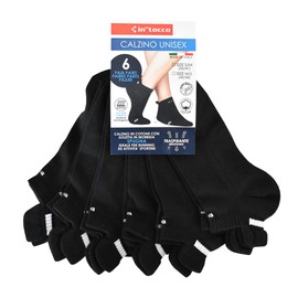 In"tocco 6 Pairs - Unisex Cotton Socks with Sponge Insole, Suitable for Sports, Leisure, Soft and Smooth, black