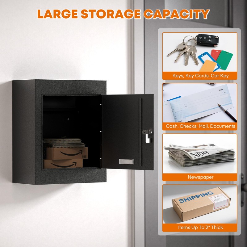 Metateel Through-The-Wall Drop Box with Rainproof Slots, 12.28''x6.4''x14.87'', Heavy Duty