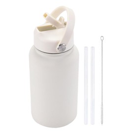 Vacuum Insulated Water Bottle, Double Wall Gym Water Bottle with Straw and Handle Lid, 650ml Outdoor Bottle for Cycling, Sports, Running