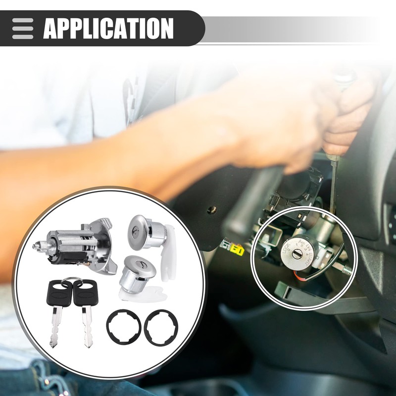 Motoforti Ignition Switch Lock Cylinder, Door Lock Cylinder Kit, for