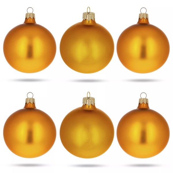 BESTPYSANKY Set of 6 Matte Gold Glass Ball Christmas Ornaments