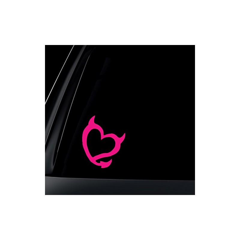Devil Heart Car Sticker / Decal - Hot Pink