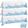 3 Pack Blue Floral Disposable Plastic Tablecloths, 54 x 108
