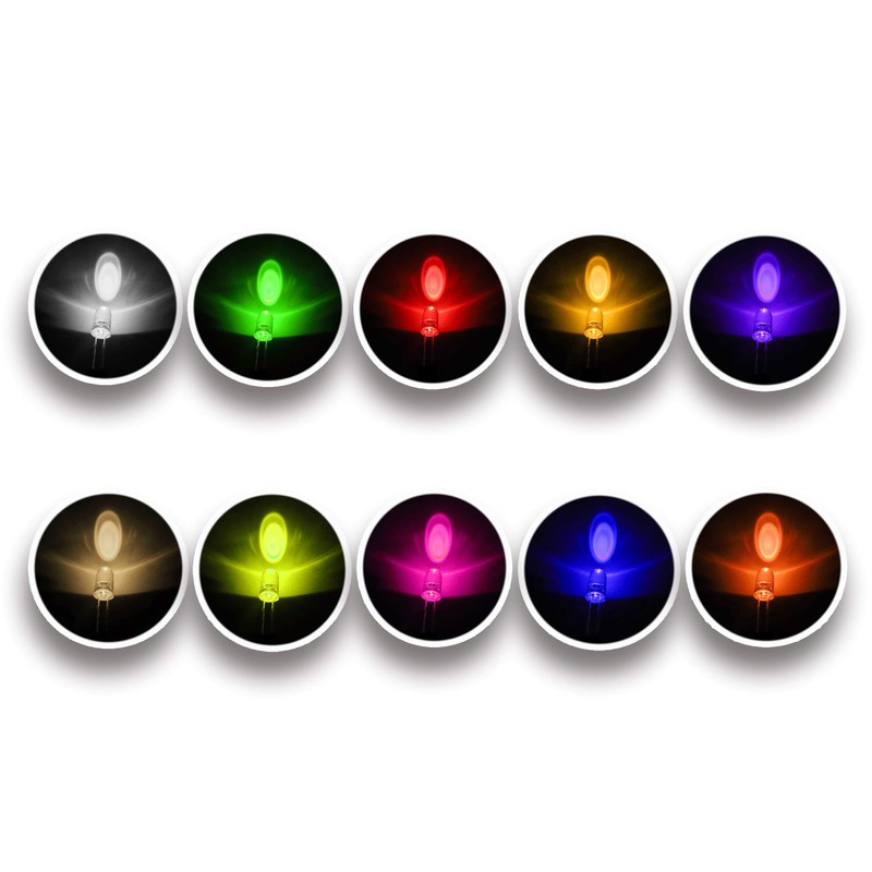 BOJACK 10 Colors 400 pcs 3mm LED Diode Lights Assored