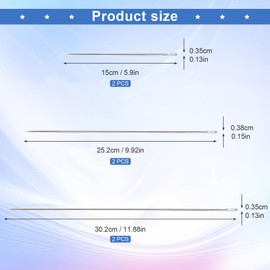 Pndeyo 6pcs Upholstery Needles, 6/10/12inch Long Straight Hand Needles, Sewing Needles Large Eye Hand Sewing, Long Needles for Crafts Arts Projects Webbing Carpet Leather Canvas