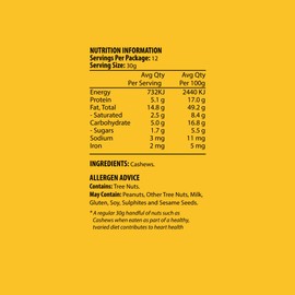 J.C.'S QUALITY FOODS Natural Premium Cashews, 375 g