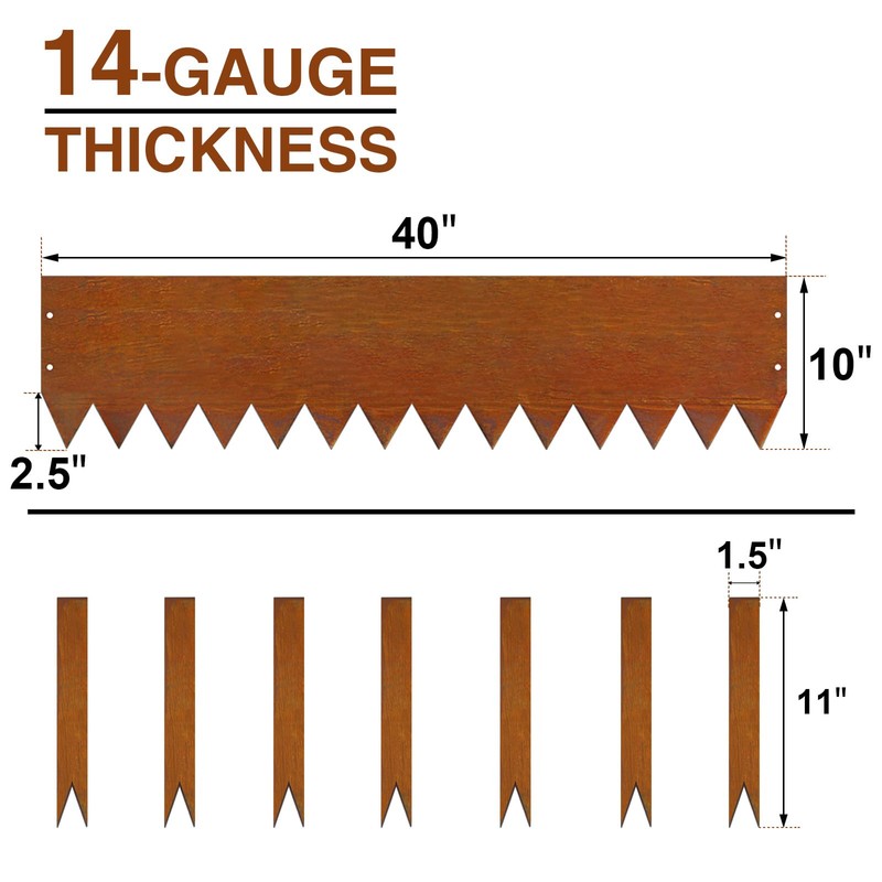 Meyoppm 40" LX10 H Corten Steel Landscape Edging, 6 Pack