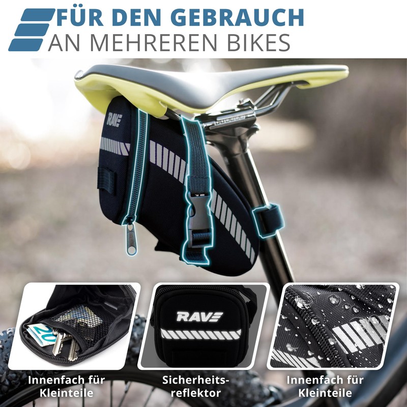 RAVE Bicycle Saddle Bag Strap L 1.2 Litres – Tool-Free