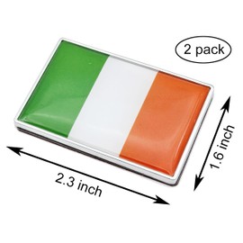 2 Pcs 3D Ireland Irish Flag Metal Car Stickers Chrome Decals,2.3 x 1.6 Inch Metal Truck Stickers,Patriotic Car Motorcycle Emblem.