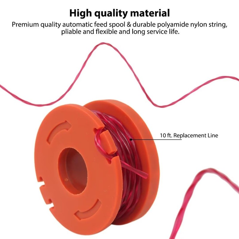 HaeKap 6 Pcs Trimmer Spool Line for Worx WA0010 Replacement