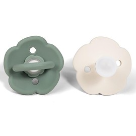Chummies | paquete de 2 chupones para bebé 6 18 meses 100% de silicón muy suave (Salvia Verde & Beige)