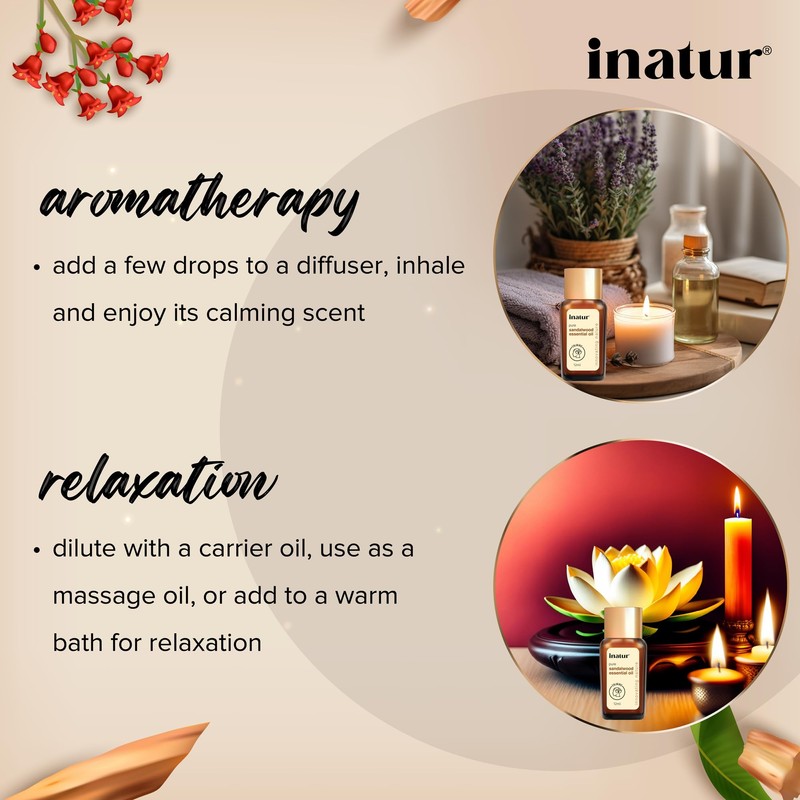 Inatur Sandalwood Essential Oil, Pure & Natural, For Face &