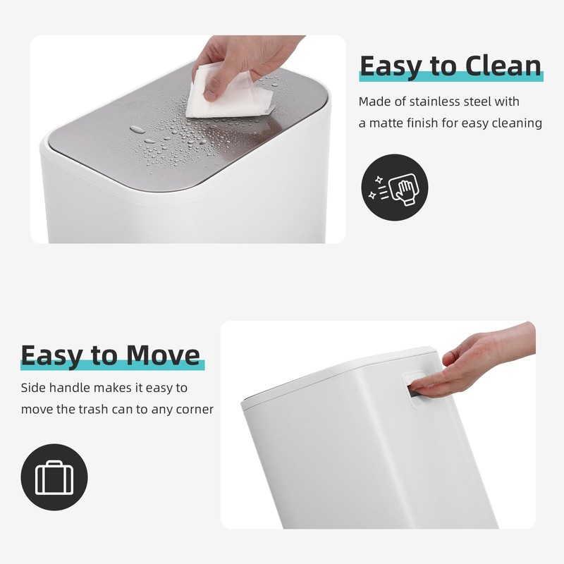 GarveeHome Kitchen Trash Can, 8 gal Stainless Steel Garbage Can