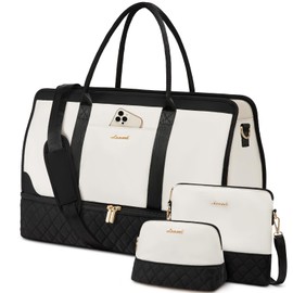 LOVEVOOK Weekender Bags for Women Travel Duffle Bag with Shoe Compartment, Carry on Overnight Bag 3 Pcs Set, Gym Duffel Bag with Wet Pocket, Mom Hospital Bags for Labor and Delivery