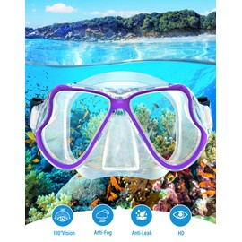 Kekilo Snorkel Mask Set for Adults, Anti-Fog Adjustable Panoramic View Swim Mask Dry Top Snorkel Kit, Scuba Diving Swimming Training Equipment for Men and Women