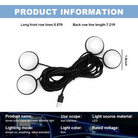 MUQIDA Car Interior LED Lights, Automotive Under Dash 4 in 1 Ambient Neon Accent Light Kit, LED Night Decoration Lighting Kit with USB Port for Car Garden Home Kitchen Party (Blue)