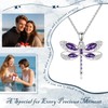Vadmans Dragonfly Necklace Sterling Silver Dragonfly Pendant Purple Cubic Zirconia