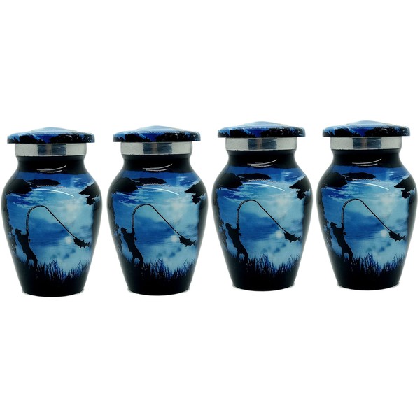 UR Keepsake Urn Set of 4- Stylish Fishing Catching Cremation