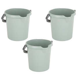 (Set of 3) High Grade 5L Litre Silver Sage Plastic Bucket With Spout Easy-Grip Handle & Litre Scale Multipurpose Water Bucket Storage Bucket Beach Bucket For Cleaning Gardening Kitchen Food Storage